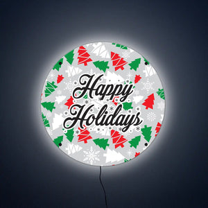 Happy Holidays Pattern LED Wall Art