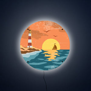 Sunset with Sailboat LED Wall Art