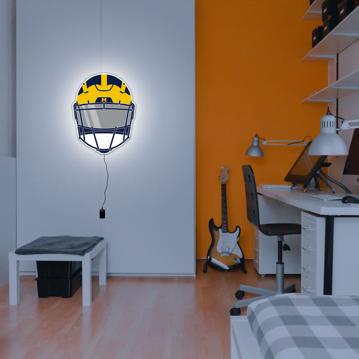custom football helmet room decor Michigan Football Helmet LED Wall Art