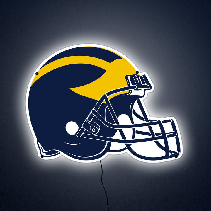Michigan Team Football Helmet LED Wall Art