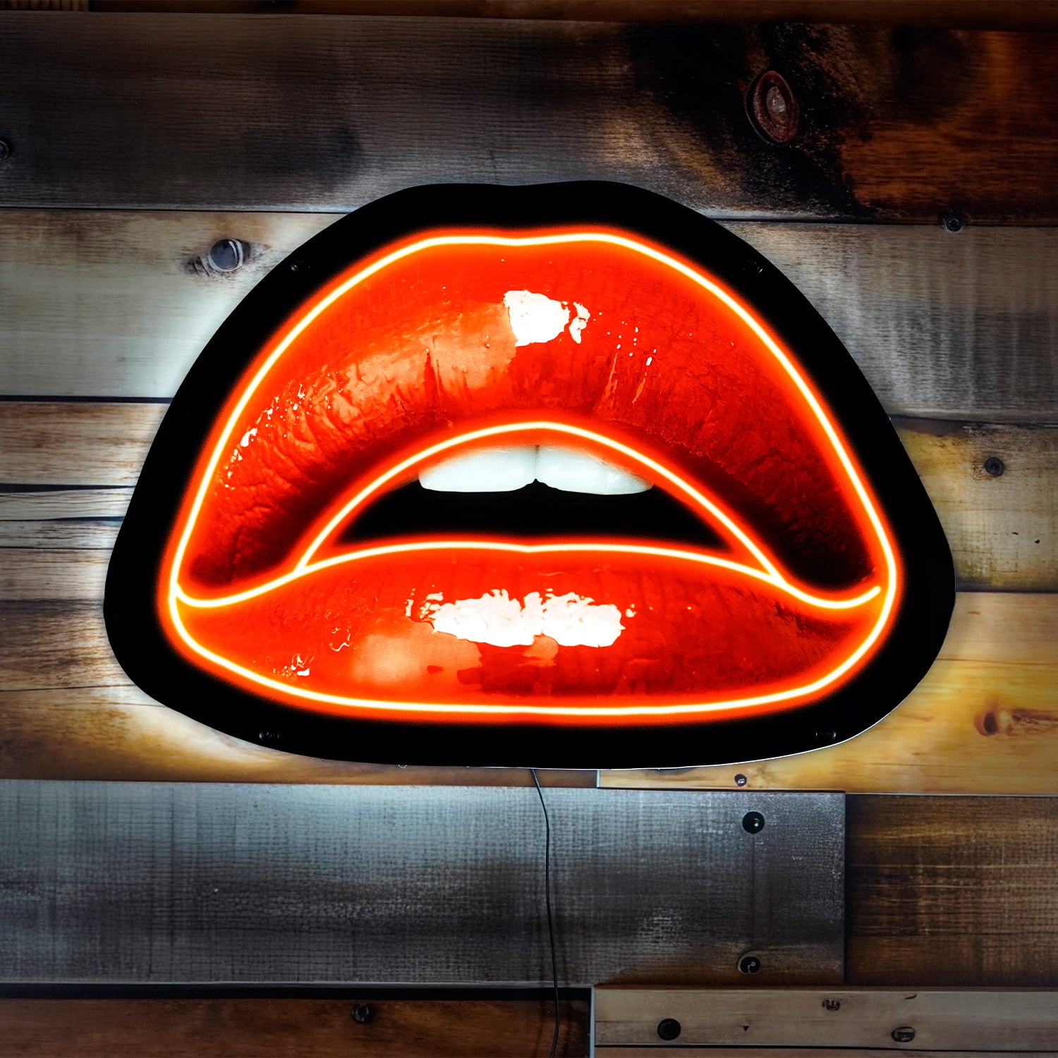 Led Wire Lips Lips LED Wall Art Bold LED Decor - Wall Played
