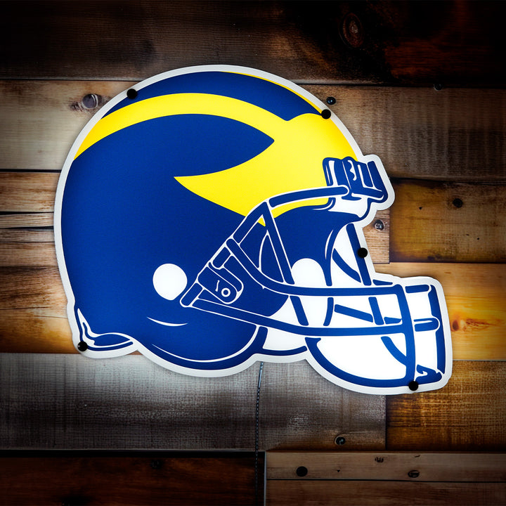Michigan Team Football Helmet LED Wall Art