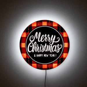 Plaid Merry Christmas LED Sign