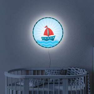 Red Sailboat LED Wall Art