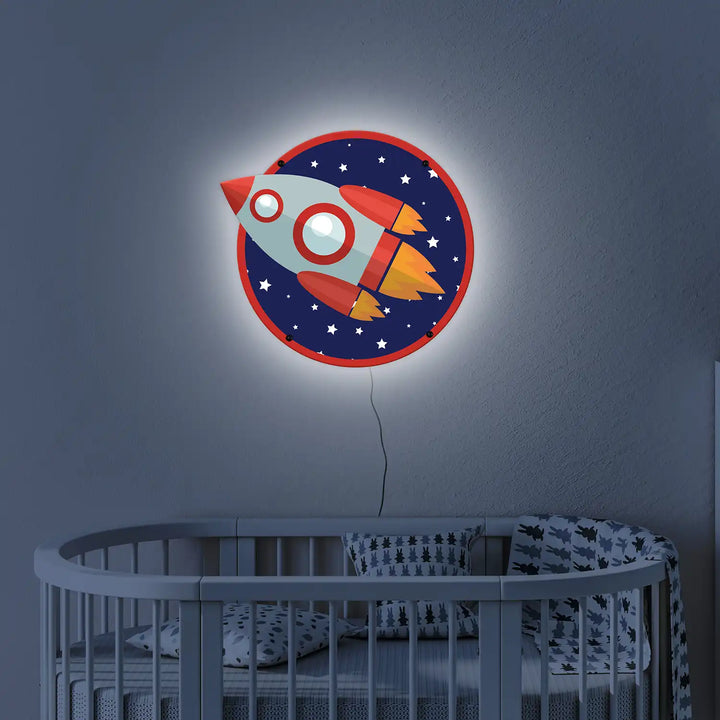 Rocket Ship Red LED Wall Art - Wall Played