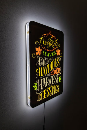 Thanksgiving Blessings LED Sign Side Angle