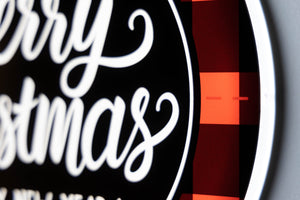 Plaid Merry Christmas LED Sign Details